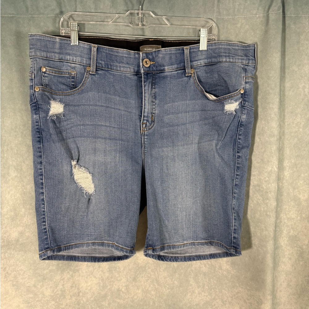 torrid distressed stretch bermuda shorts plus size